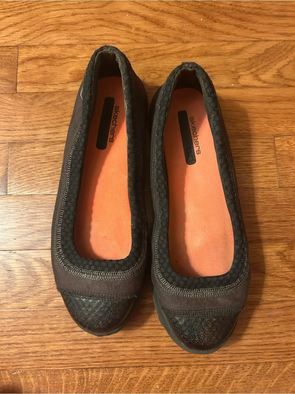 Sketchers Women’s Sz 7.5 Black & Purple On the Go Classic Minimal Ballet Flats